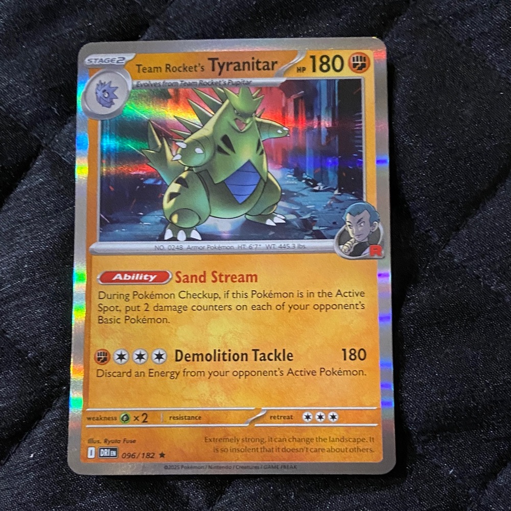Team Rocket's Tyranitar Trading Card - Green and Yellow